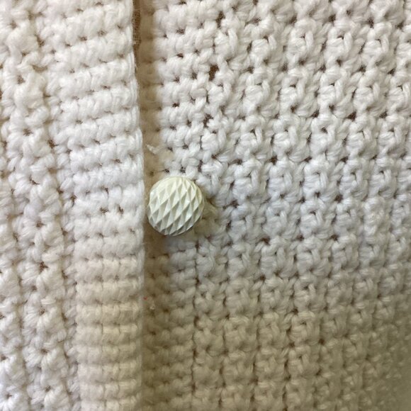 Hand Knitted Longline Fringed Poncho/Sweater/Shawl/Cape  L/XL White 148P - Picture 4 of 6